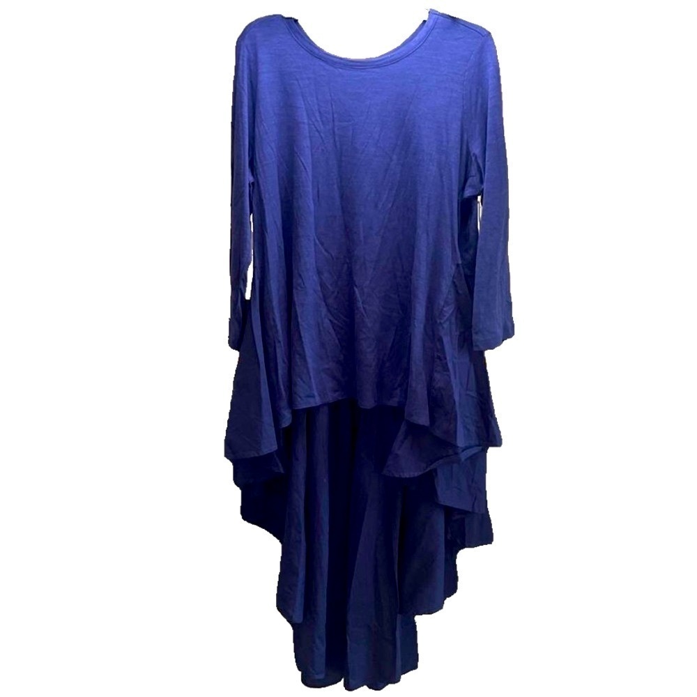 DG2 Diane Gilman Navy blue high low tunic top